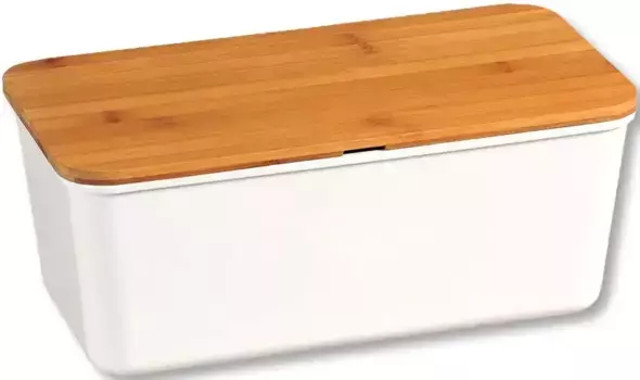 Хлебница KESPER, (1 шт.), с крышкой в качестве разделочной доски 20х14х36 см, белый