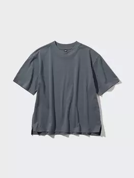 Хлопчатобумажная футболка airism Uniqlo, серый