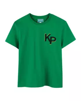 Хлопчатобумажная футболка для мальчика с иллюстрацией на спине Kenzo Kids, зеленый