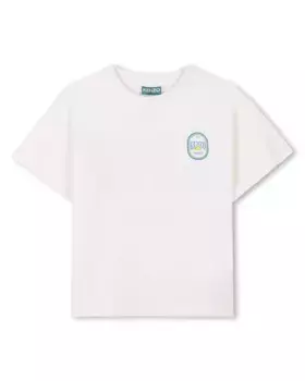 Хлопчатобумажная футболка для мальчика с иллюстрацией на спине Kenzo Kids, белый