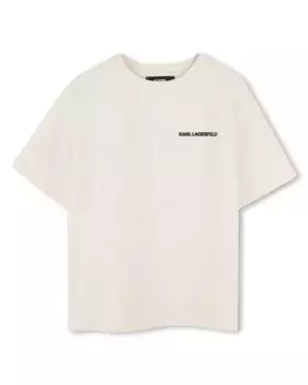 Хлопчатобумажная футболка для мальчика с иллюстрацией на спине Karl Lagerfeld Kids, бежевый