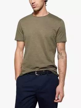 Хлопчатобумажная футболка обычного кроя необработанного кроя SISLEY, зеленый