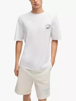 Хлопчатобумажная футболка обычного покроя HUGO BOSS, белый