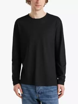 Хлопчатобумажная футболка обычного покроя с длинным рукавом Benetton, черный