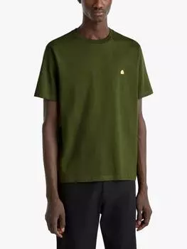 Хлопчатобумажная футболка обычного покроя с коротким рукавом Benetton, цвет Dark Military Green