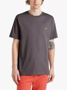 Хлопчатобумажная футболка обычного покроя с коротким рукавом Benetton, цвет Matte Grey