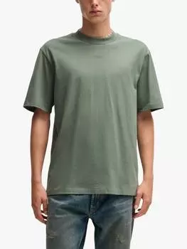 Хлопчатобумажная футболка обычного покроя с коротким рукавом HUGO BOSS, цвет Open Green