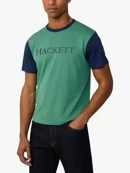 Хлопчатобумажная футболка обычного покроя с коротким рукавом в цветную полоску Hackett London, цвет Grass Green