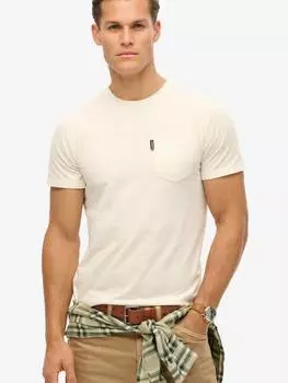 Хлопчатобумажная футболка обычного покроя с коротким рукавом и незаменимым карманом Superdry, цвет Bone White