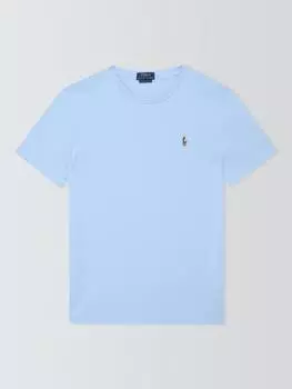 Хлопчатобумажная футболка поло на заказ slim fit с коротким рукавом Ralph Lauren, цвет Office Blue