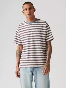 Хлопчатобумажная футболка regular fit red tab в винтажную полоску Levi's, цвет Porridge