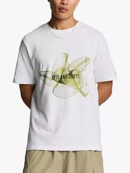 Хлопчатобумажная футболка регулярного кроя с коротким рукавом 3d line graphic t-shirt Lyle & Scott, цвет White/Smoke Green