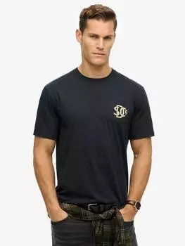 Хлопчатобумажная футболка с графическим рисунком из коллекции merchant store обычной посадки с коротким рукавом Superdry, цвет Eclipse Navy