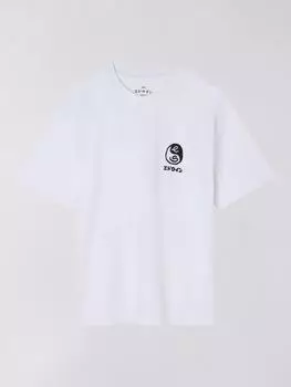 Хлопчатобумажная футболка с графическим рисунком обычного покроя с коротким рукавом Edwin, белый