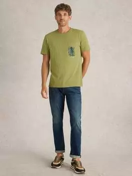 Хлопчатобумажная футболка с изображением осьминога обычного покроя с коротким рукавом White Stuff, зеленый