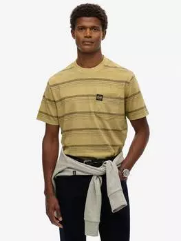 Хлопчатобумажная футболка с карманом в контрастную полоску Superdry, цвет Cappuccino Stripe