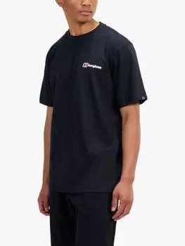 Хлопчатобумажная футболка с круглым вырезом и логотипом Berghaus, цвет Jet Black