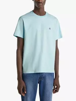 Хлопчатобумажная футболка с круглым вырезом обычного покроя Benetton, цвет Turquoise