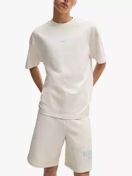Хлопчатобумажная футболка с логотипом regular fit с коротким рукавом HUGO BOSS, цвет Open White