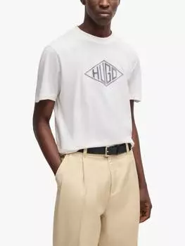 Хлопчатобумажная футболка с логотипом regular fit с коротким рукавом HUGO BOSS, цвет Natural