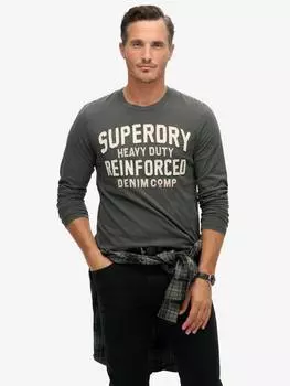 Хлопчатобумажная футболка с логотипом regular fit с длинным рукавом Superdry, цвет Vintage Black
