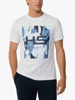 Хлопчатобумажная футболка с логотипом regular fit с коротким рукавом Hackett London, белый