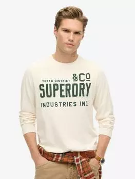 Хлопчатобумажная футболка с логотипом regular fit с длинным рукавом Superdry, цвет Rice White