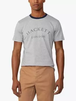 Хлопчатобумажная футболка с логотипом regular fit с коротким рукавом Hackett London, цвет Light Grey Marl