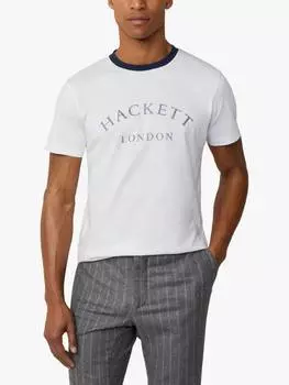 Хлопчатобумажная футболка с логотипом regular fit с коротким рукавом Hackett London, цвет Optic White