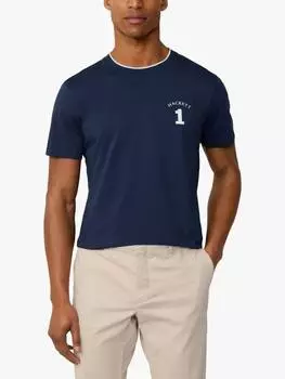 Хлопчатобумажная футболка с принтом обычного покроя с коротким рукавом Hackett London, цвет Ink Blue