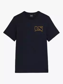 Хлопчатобумажная футболка с рисунком polaroid regular fit Lyle & Scott, темно-синий