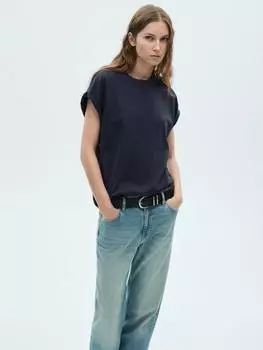 Хлопчатобумажная футболка sevilla Mango, темно-синий