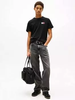 Хлопчатобумажная футболка slim fit с флагом Tommy Hilfiger, черный