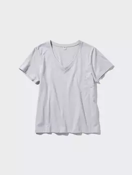Хлопчатобумажная футболка supima с v-образным вырезом Uniqlo, серый
