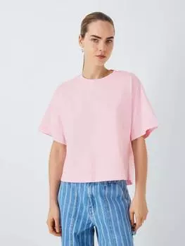 Хлопчатобумажная футболка свободного кроя John Lewis , розовый