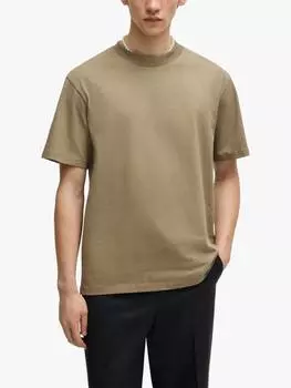 Хлопчатобумажная футболка свободного кроя с коротким рукавом HUGO BOSS, цвет Medium Brown