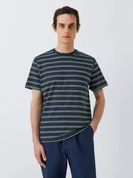 Хлопчатобумажная футболка в двойную полоску Kin, цвет Dark Sapphire/Lime