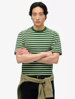 Хлопчатобумажная футболка в мелкую полоску с коротким рукавом обычного покроя Superdry, зеленый