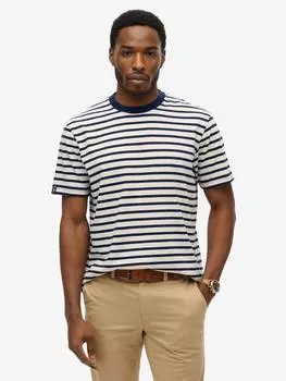 Хлопчатобумажная футболка в мелкую полоску с коротким рукавом обычного покроя Superdry, белый