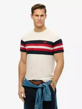 Хлопчатобумажная футболка в полоску essentials с коротким рукавом обычного покроя Superdry, цвет Brilliant White
