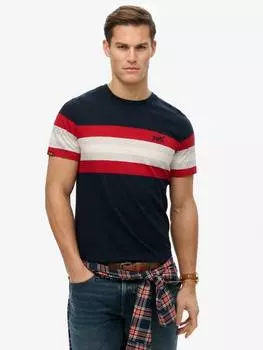 Хлопчатобумажная футболка в полоску essentials с коротким рукавом обычного покроя Superdry, цвет Eclipse Navy