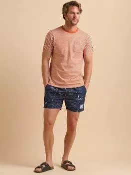 Хлопчатобумажная футболка в полоску обычного покроя с коротким рукавом Brakeburn, оранжевый