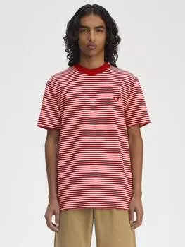Хлопчатобумажная футболка в полоску обычного покроя с коротким рукавом Fred Perry, цвет Burnt Red