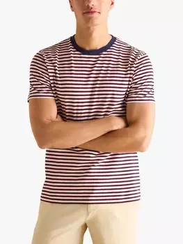 Хлопчатобумажная футболка в полоску обычного покроя с коротким рукавом Joules, красный/разноцветный