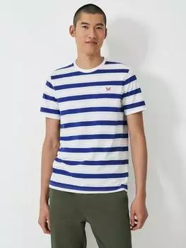 Хлопчатобумажная футболка в полоску с круглым вырезом gabriel Crew Clothing, цвет White/Blue