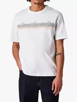 Хлопчатобумажная футболка в полоску с логотипом ps обычного покроя Paul Smith, белый