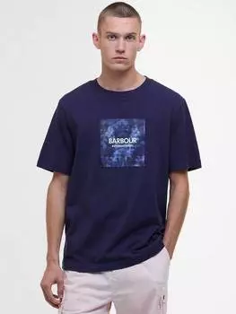 Хлопчатобумажная камуфляжная футболка ikat с графическим рисунком обычного покроя Barbour, цвет Midnight Blue