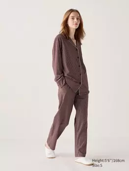 Хлопчатобумажная пижама airism геометрическая Uniqlo, бордовый