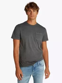 Хлопчатобумажная приталенная футболка с коротким рукавом Tommy Hilfiger, цвет Washed Black