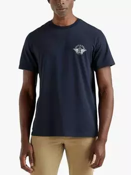 Хлопчатобумажная приталенная футболка с логотипом с коротким рукавом Dockers, темно-синий